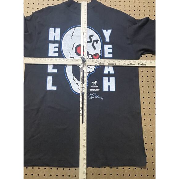VTG Stone Cold Steve Austin T Shirt Mens Large Black USA Skull Hell Yeah WWF New - Picture 12 of 14
